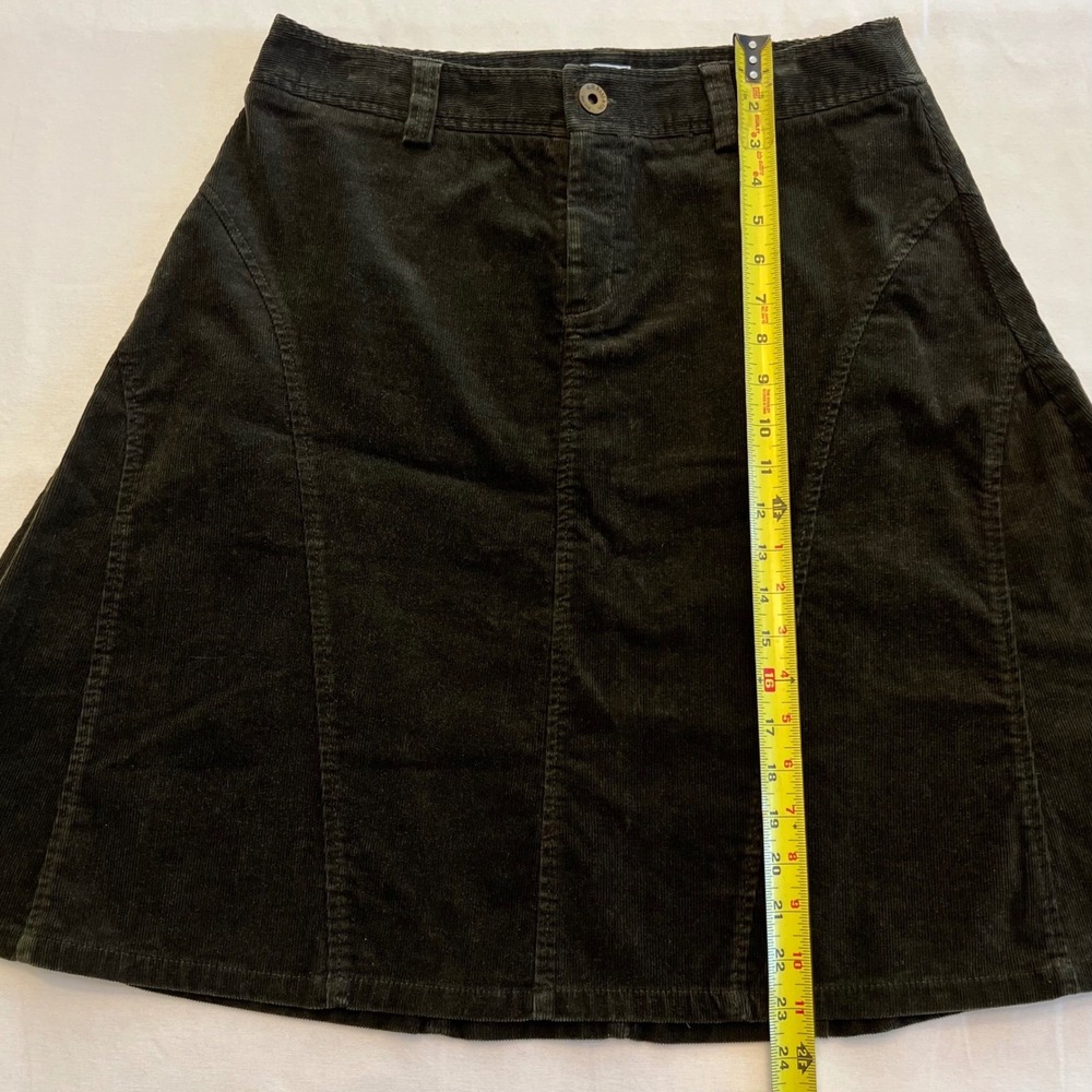 G H Bass Cotton Corduroy A Line Dark Olive Y2K Academia Preppy Skirt Size 8 - Picture 5 of 8